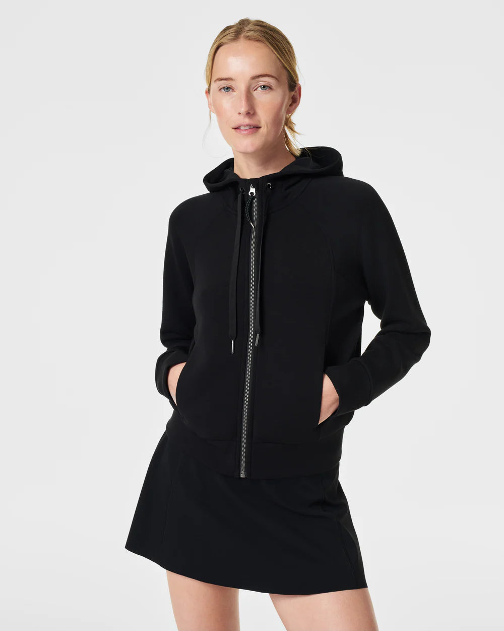 AirEssentials Full Zip Hoodie Very Black - SPANX Hoodie with Pastel Soft Subtle