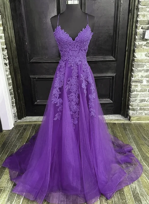 V-Neckline Purple A-Line Straps Long Prom Dress, Purple Long Evening Dress Party Dress Turtleneck Warm Winter V-Neckline Purple A-Line Straps Long Prom Dress, Purple Long Evening Dress Party Dress Turtleneck Warm Winter