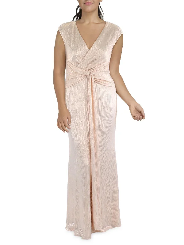 Womens Metallic Long Evening Dress Tunic Top Casual