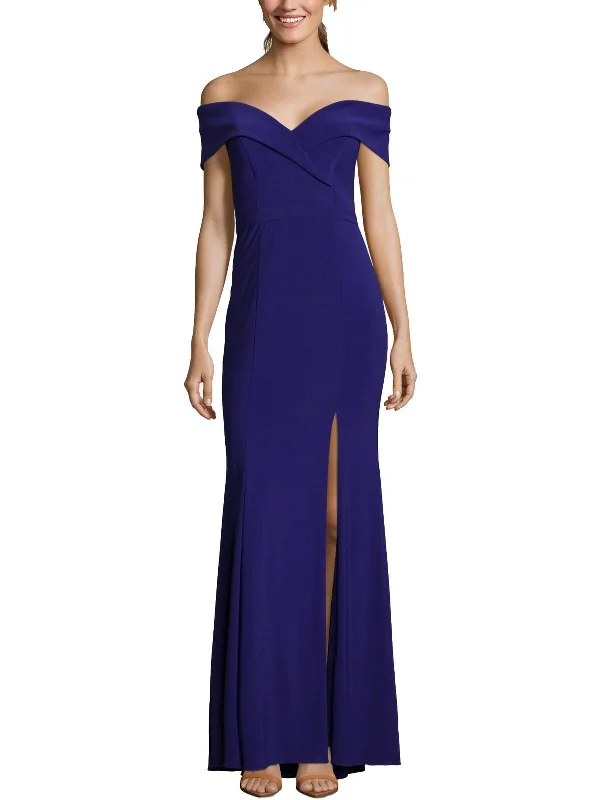 Petites Womens Sweetheart Off-The-Shoulder Evening Dress Tunics Top rated