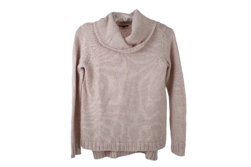 The Limited Pink Turtleneck Shimmer Sweater | S Glossy Satin Silk
