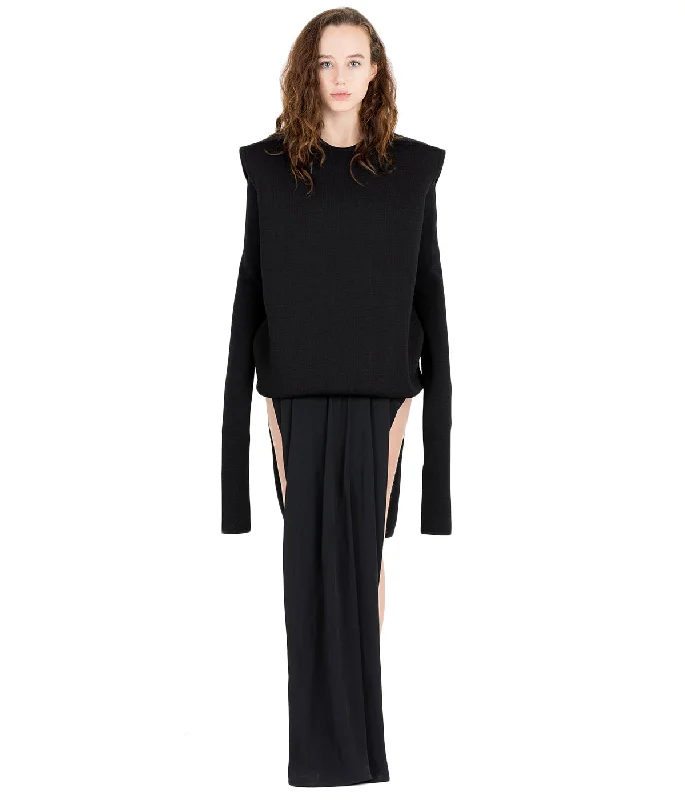 Black Banana Sweater Mesh Blend Leather Blend Suede Blend