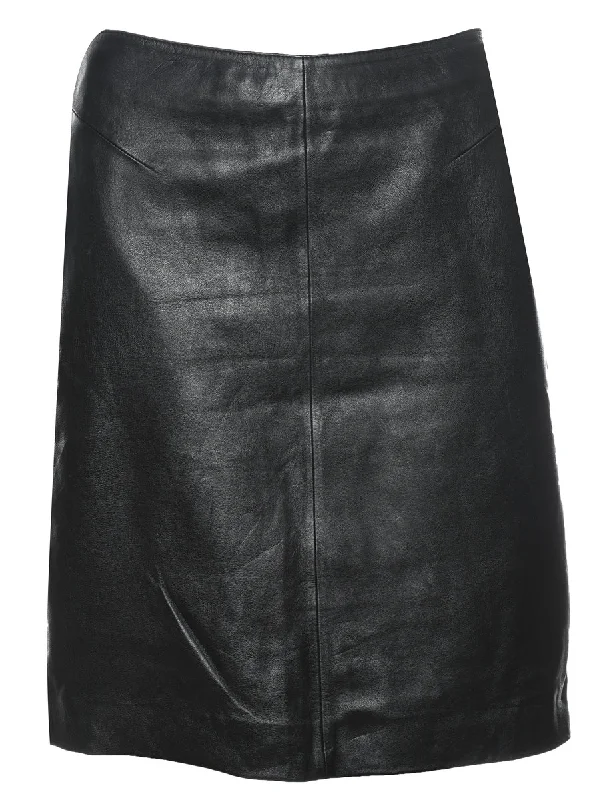 Black Leather Mini Skirt - S denim skirt classic