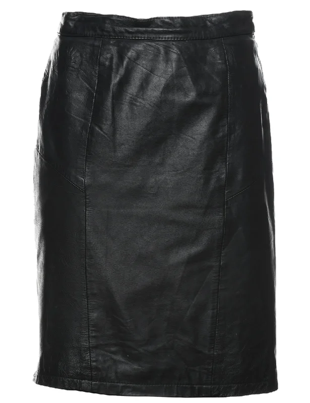 Black Pencil Shape Leather Skirt - S cashmere skirt fine