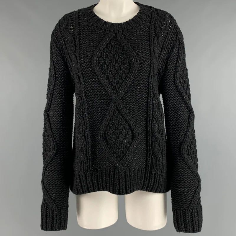 MAISON MARTIN MARGIELA Size M Black Grey Wool Polyamide Sweater Cotton Fabric Linen Fabric Terry Fabric