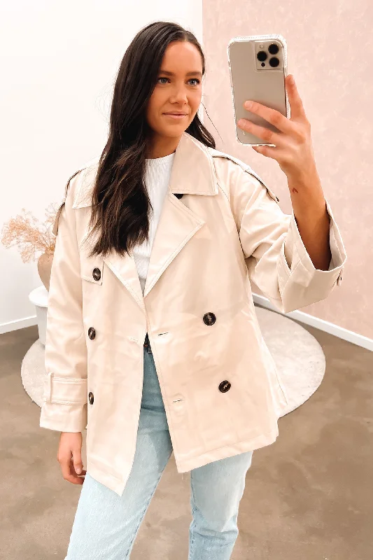 Edith Pleather Jacket Cream Herringbone Jacket Houndstooth Jacket Plaid Jacket