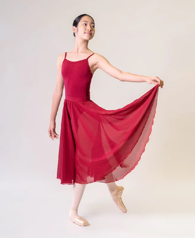 Long Circular Chiffon Skirt ribbed skirt waist