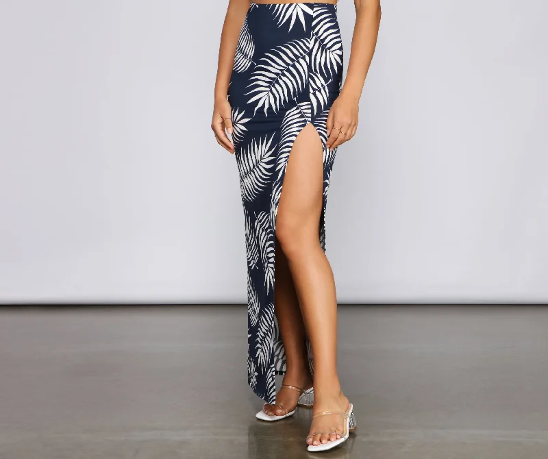 Tropics Bound High Slit Maxi Skirt floral skirt print