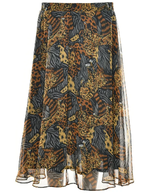Animal Print Maxi Skirt - S spandex blend skirt