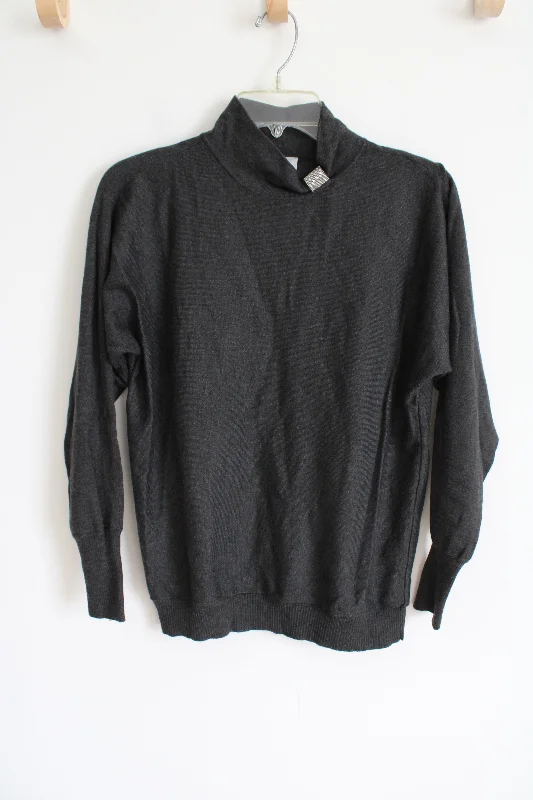 Chico's Charcoal Gray Mock Neck Knit Sweater | 0 (S) Wool Sweater Cotton Sweater Cashmere Sweater Chico's Charcoal Gray Mock Neck Knit Sweater | 0 (S) Wool Sweater Cotton Sweater Cashmere Sweater
