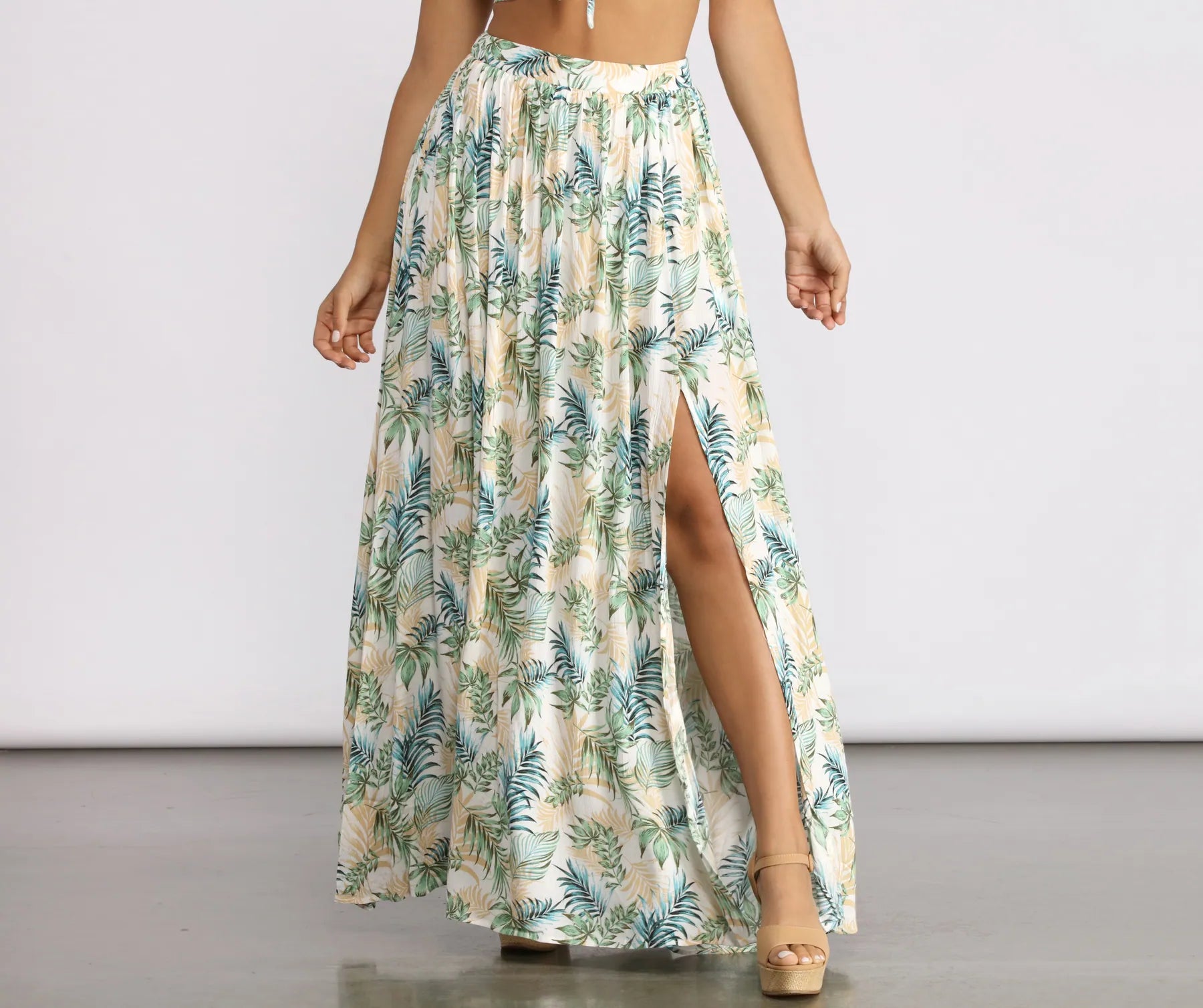 Tropical Babe High Slit Maxi Skirt modal blend skirt