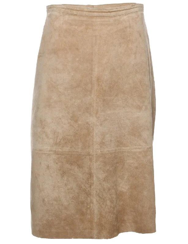 A-Line Suede Skirt - S denim skirt fashionable