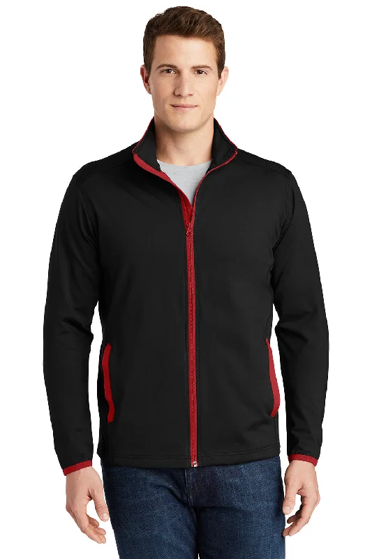 Sport-Tek Mens Sport-Wick Moisture Wicking Full Zip Jacket - Black/True Red Knit Jacket Woven Jacket Fleece Jacket Sport-Tek Mens Sport-Wick Moisture Wicking Full Zip Jacket - Black/True Red Knit Jacket Woven Jacket Fleece Jacket