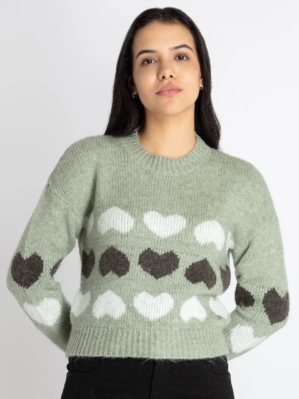 Womens Jacquard Round Neck Sweater Sequined Glittery Shiny