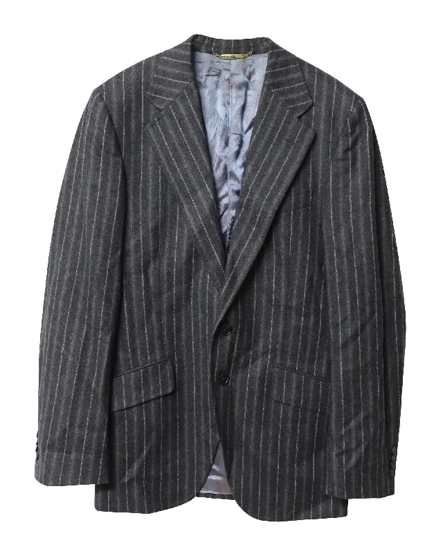 Dolce & Gabbana Single-Breasted Jacket in Grey Wool Cardigan Sweater Pullover
