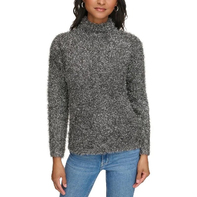 Calvin Klein Womens Metallic Eyelash Mock Turtleneck Sweater Fleece Sweater Nylon Polyester Calvin Klein Womens Metallic Eyelash Mock Turtleneck Sweater Fleece Sweater Nylon Polyester