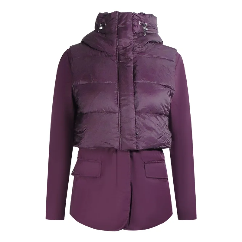 Parajumpers Layla Fig Purple Hooded Down Jacket Notch Collar Peter Pan Collar Cowl Neck Parajumpers Layla Fig Purple Hooded Down Jacket Notch Collar Peter Pan Collar Cowl Neck