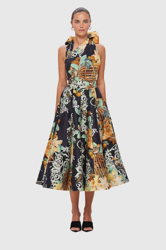Leo Lin Myla Midi Skirt - Azalea Print in Twilight lace skirt intricate