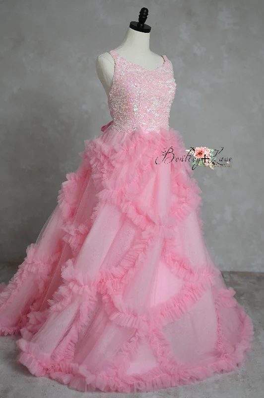 "Speak Now Gown" -Floor Length Gown-Tulle Skirt - (14 year-Adult 2) velvet skirt rich
