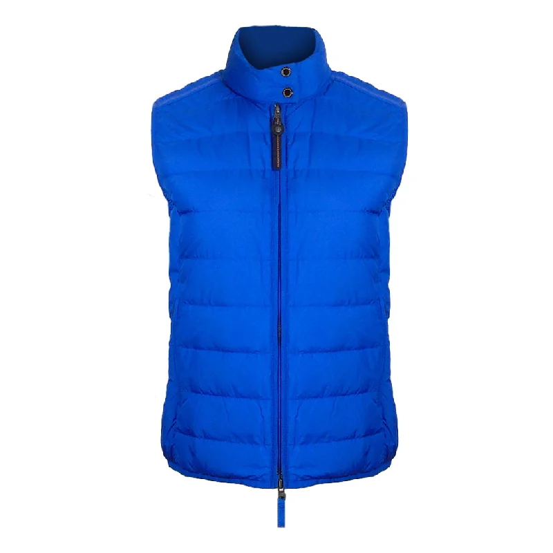 Parajumpers Dodie Bright Blue Gilet Jacket Zippered Front Buttoned Front Snap Front