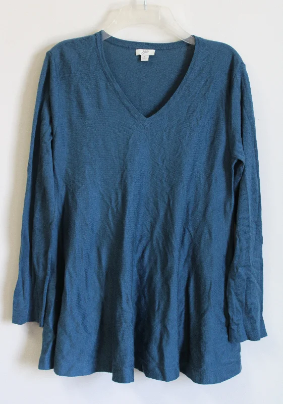 J.Jill Blue Silk Knit Tunic Sweater | S Iron Safe Non-Iron Wrinkle Free