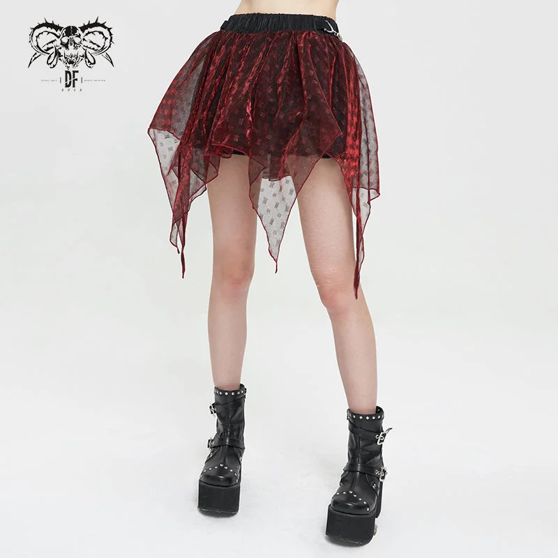 SKT15502 black and red nifty short punk skirt leather skirt modern