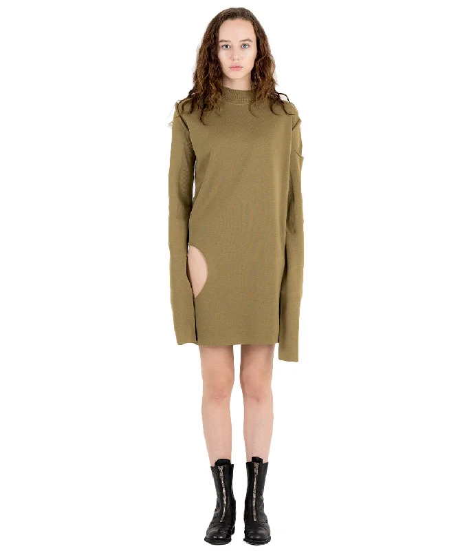 Gold Brown Cutout Sweater Polka Dot Checkered Tartan