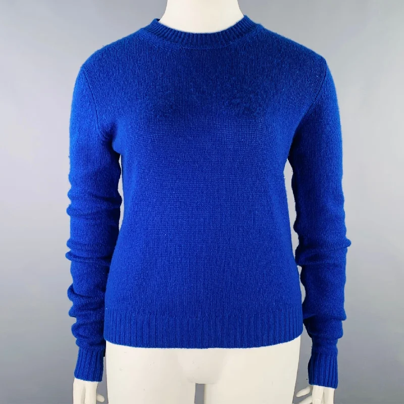 BOTTEGA VENETA Size 12 Blue Cashmere Blend Crew Neck Sweater Beaded Sweater Sequined Faux Fur BOTTEGA VENETA Size 12 Blue Cashmere Blend Crew Neck Sweater Beaded Sweater Sequined Faux Fur