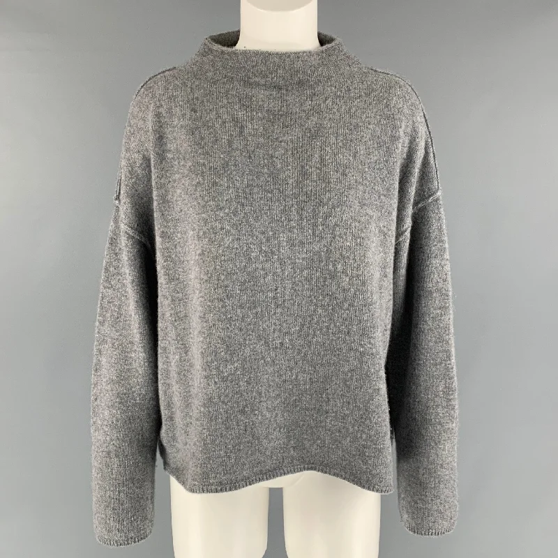 MARGARET OLEARY Size S Grey Cashmere Solid Mock Neck Sweater Terry Terry Cloth Terry Knit MARGARET OLEARY Size S Grey Cashmere Solid Mock Neck Sweater Terry Terry Cloth Terry Knit