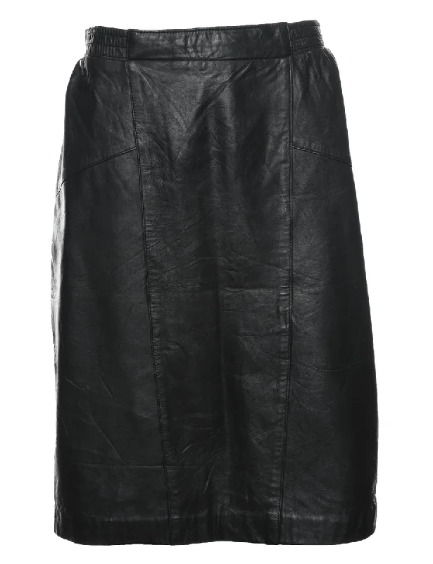 Black Leather Skirt - M wool skirt sturdy