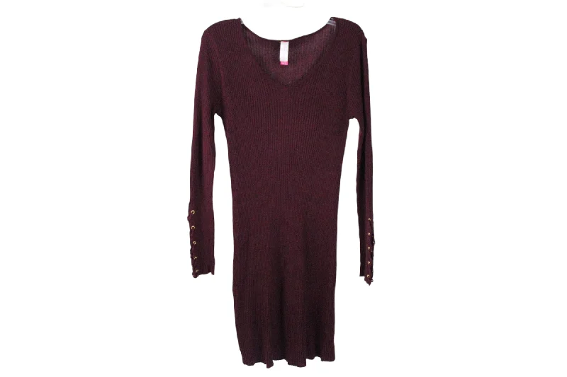 No Boundaries Maroon Rib Midi Sweater Dress | XL Knit Fabric Woven Fabric Fleece Fabric No Boundaries Maroon Rib Midi Sweater Dress | XL Knit Fabric Woven Fabric Fleece Fabric