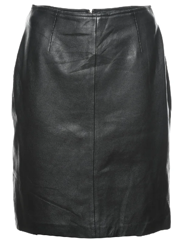 Black Pencil Shape Leather Skirt - M chiffon skirt delicate