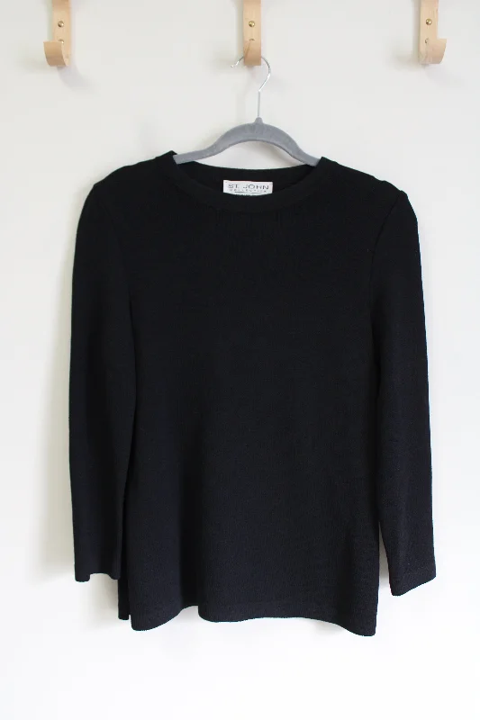 St. John Collection By Marie Gray Black Knit Sweater | 2 Lace Blend Ribbed Blend Corduroy Blend St. John Collection By Marie Gray Black Knit Sweater | 2 Lace Blend Ribbed Blend Corduroy Blend