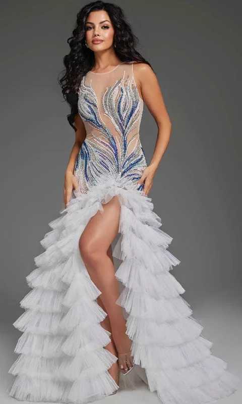 Jovani 39846 - Sleeveless Ruffled Skirt Prom Gown denim skirt durable