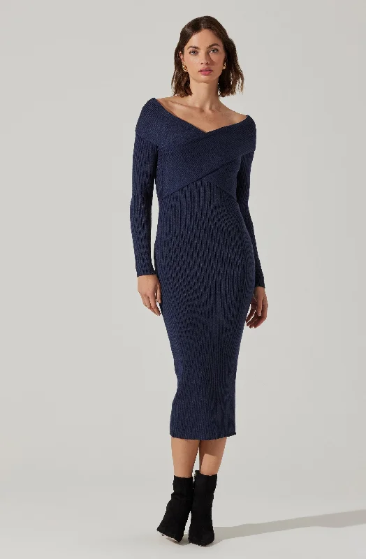 Annona Midi Sweater Dress Zippered Buttoned Snapped