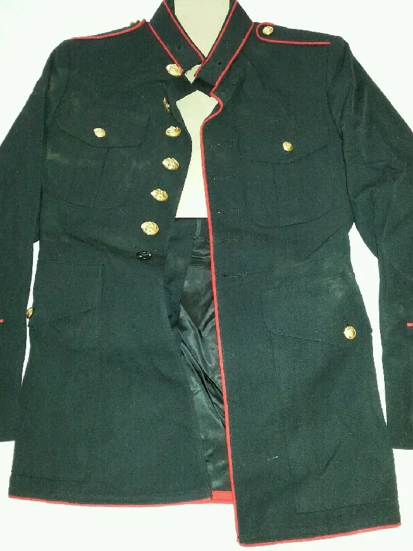 Authentic 36S USMC Dress Blue Jacket Denim Fabric Leather Fabric Suede Fabric