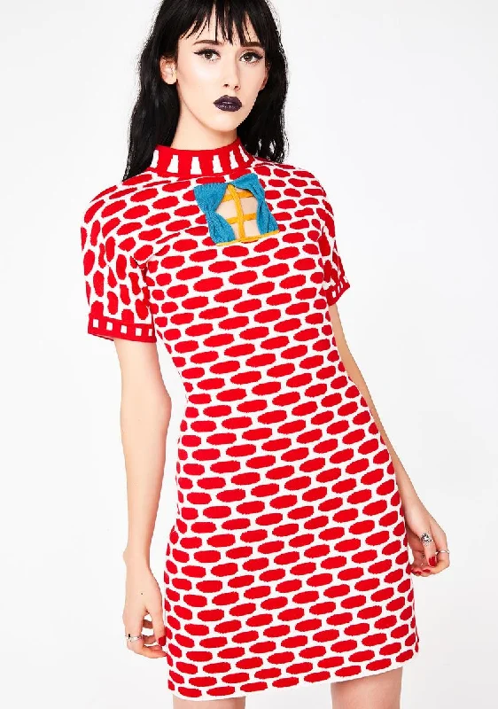 Brick House Knit Sweater Dress High Neck Crew Neck V-Neck