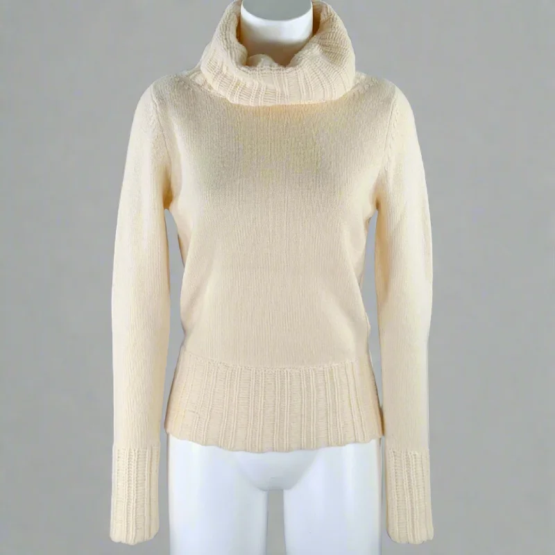 TSE Size M Cream Cashmere Knit Cowl Neck Sweater Casual Formal Business