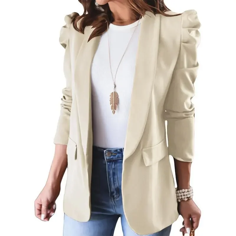 Women Fashion Solid Color Long Sleeve Lar Blazer Jacket Fleece Fabric Down Fabric Feather Fabric Women Fashion Solid Color Long Sleeve Lar Blazer Jacket Fleece Fabric Down Fabric Feather Fabric