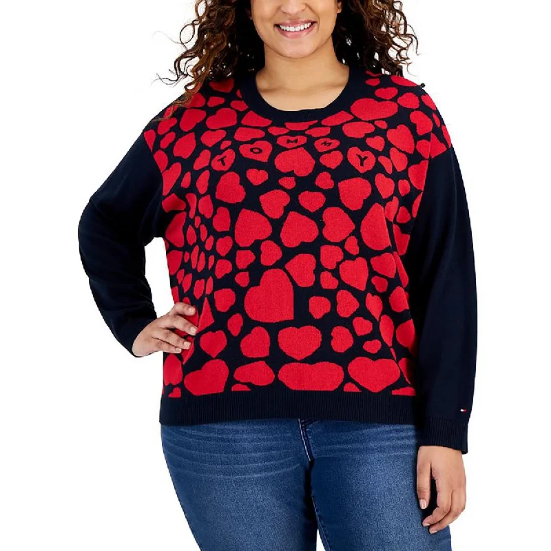 Tommy Hilfiger Womens Plus Printed Long Sleeve Crewneck Sweater Cotton Fabric Linen Fabric Terry Fabric Tommy Hilfiger Womens Plus Printed Long Sleeve Crewneck Sweater Cotton Fabric Linen Fabric Terry Fabric