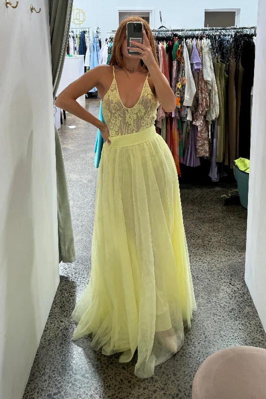 Zimmermann Tulle Skirt - Lemon asymmetrical skirt cut