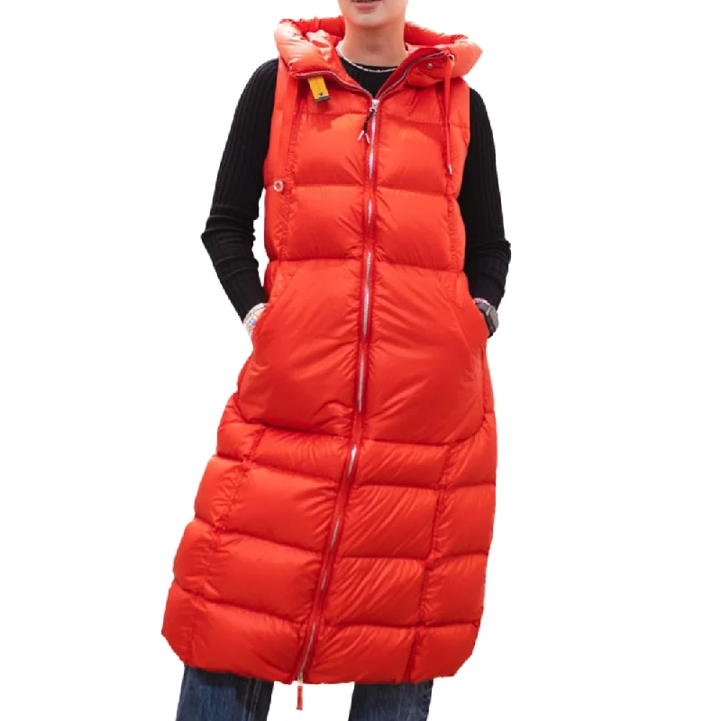 Parajumpers Elver Red Long Down Vest Jacket Mesh Jacket Canvas Jacket Denim Jacket