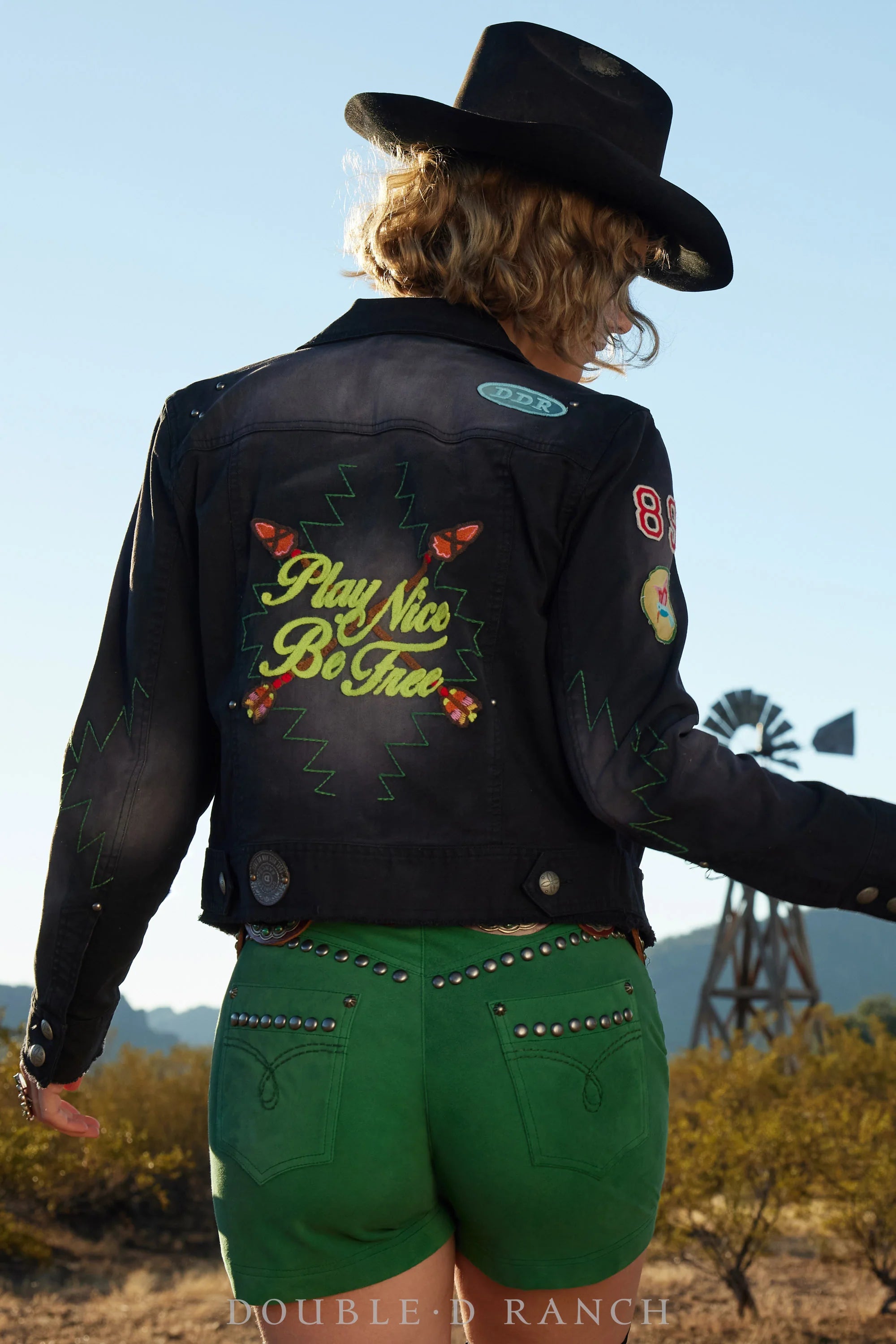 Double D Ranch Desperado Play Nice Womens Denim Jacket Welt Pockets Slit Pockets Flap Pockets Double D Ranch Desperado Play Nice Womens Denim Jacket Welt Pockets Slit Pockets Flap Pockets