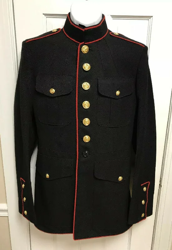 Authentic Altered 39L USMC Dress Blue Jacket Front Pockets Side Pockets Patch Pockets Authentic Altered 39L USMC Dress Blue Jacket Front Pockets Side Pockets Patch Pockets