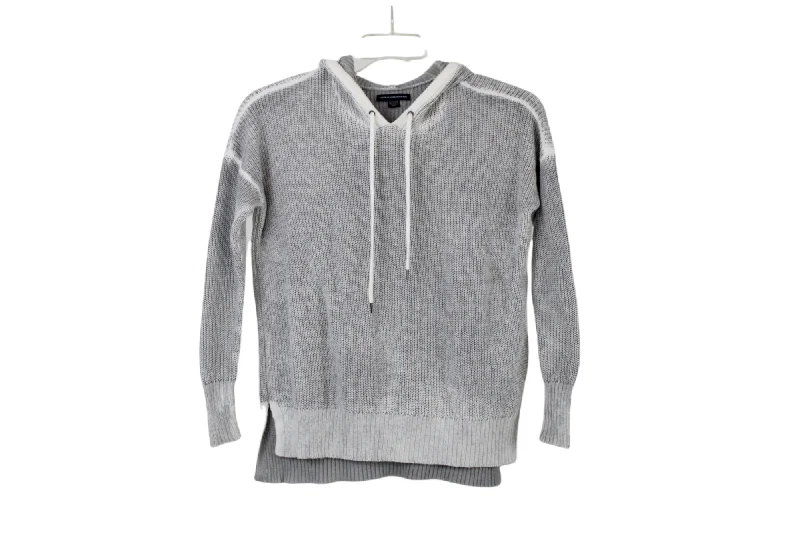 American Eagle Gray Knit Hooded Sweater | XS Open Front Closed Front Wrap Front