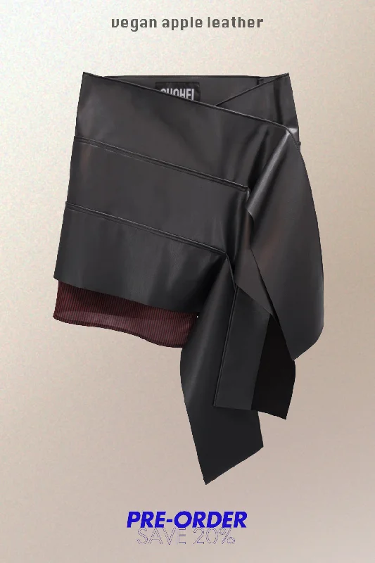 YURIE SKIRT / vegan apple leather low waist skirt