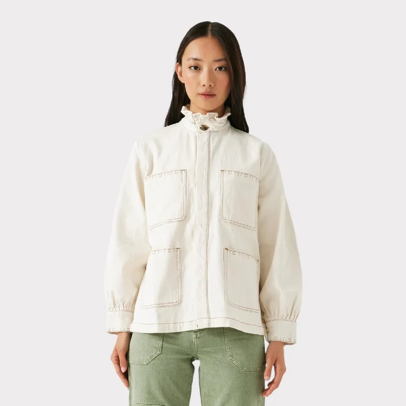 Seventy + Mochi Dear Pablo Jacket Ecru Boat Neck Shawl Collar Notched Collar