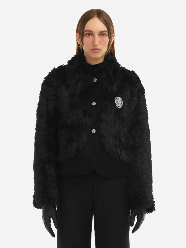 006 - Arch Paneled Fur Jacket Embroidered Jacket Appliqued Jacket Beaded Jacket