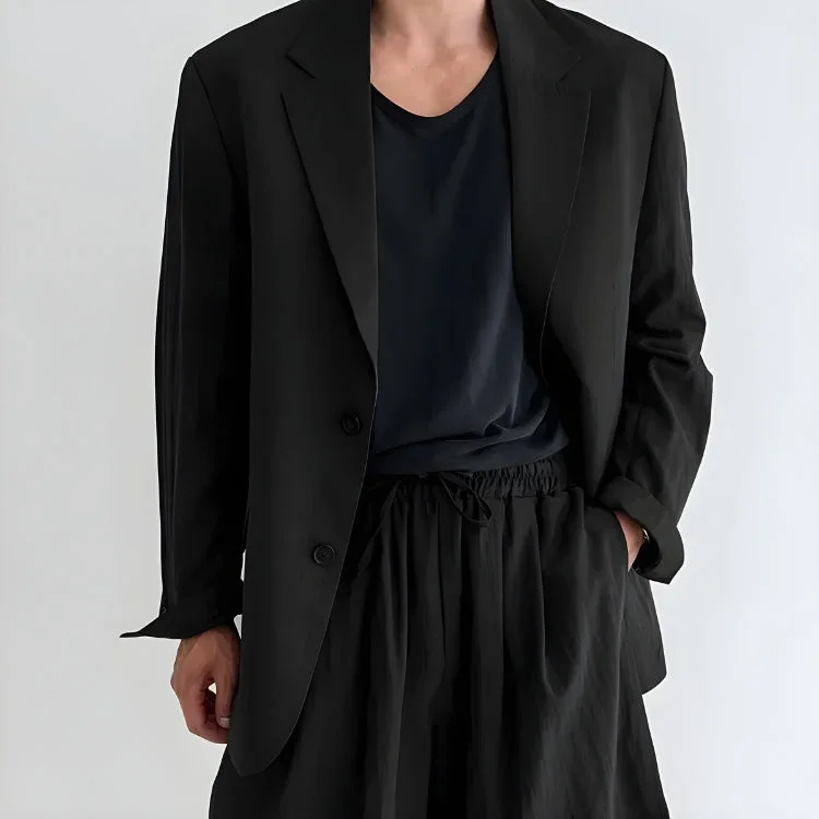 Casual Men Blazer Jacket Snapped Jacket Toggled Jacket Drawstring Jacket