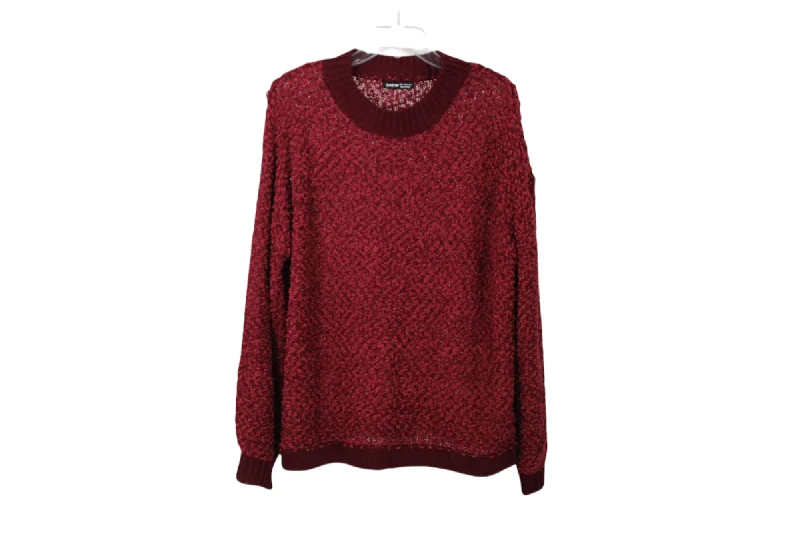 Shein Red Oversized Knit Sweater | S Turtle Neck Boat Neck Asymmetrical Neck